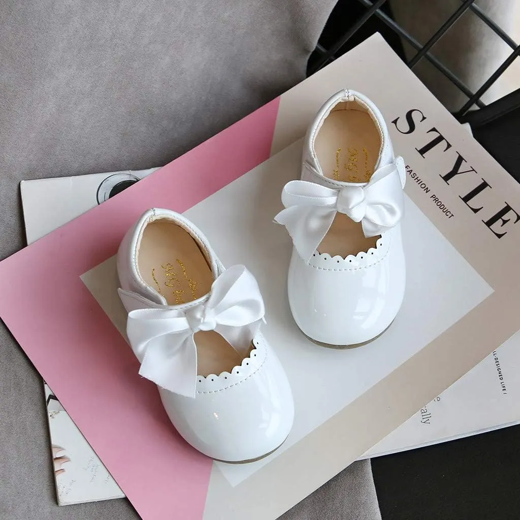 Baby Flower Girl Dress Shoes Patent Bow Mary Jane Ballet Flats Wedding Party School Shoes Toddler Church Shoes