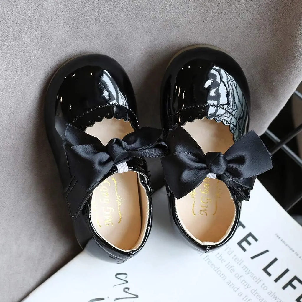 Baby Flower Girl Dress Shoes Patent Bow Mary Jane Ballet Flats Wedding Party School Shoes Toddler Church Shoes