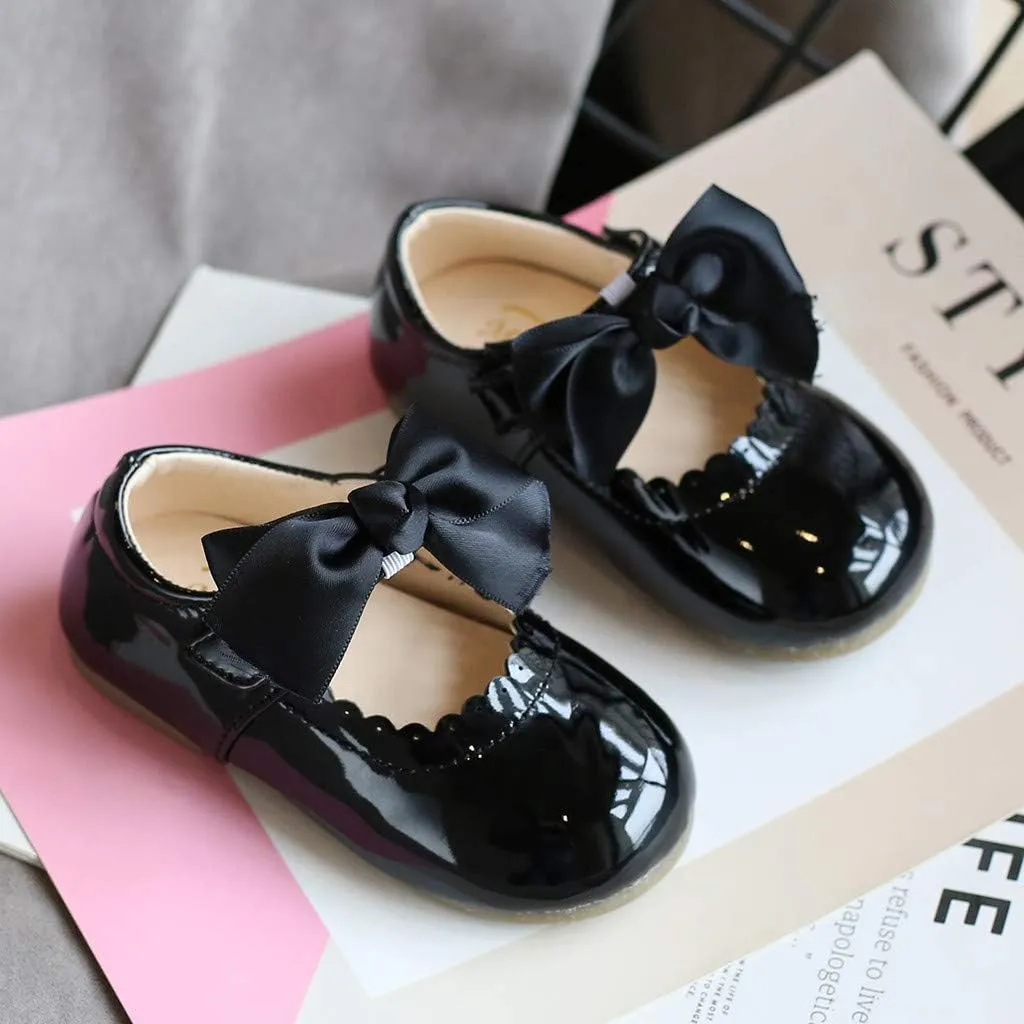 Baby Flower Girl Dress Shoes Patent Bow Mary Jane Ballet Flats Wedding Party School Shoes Toddler Church Shoes