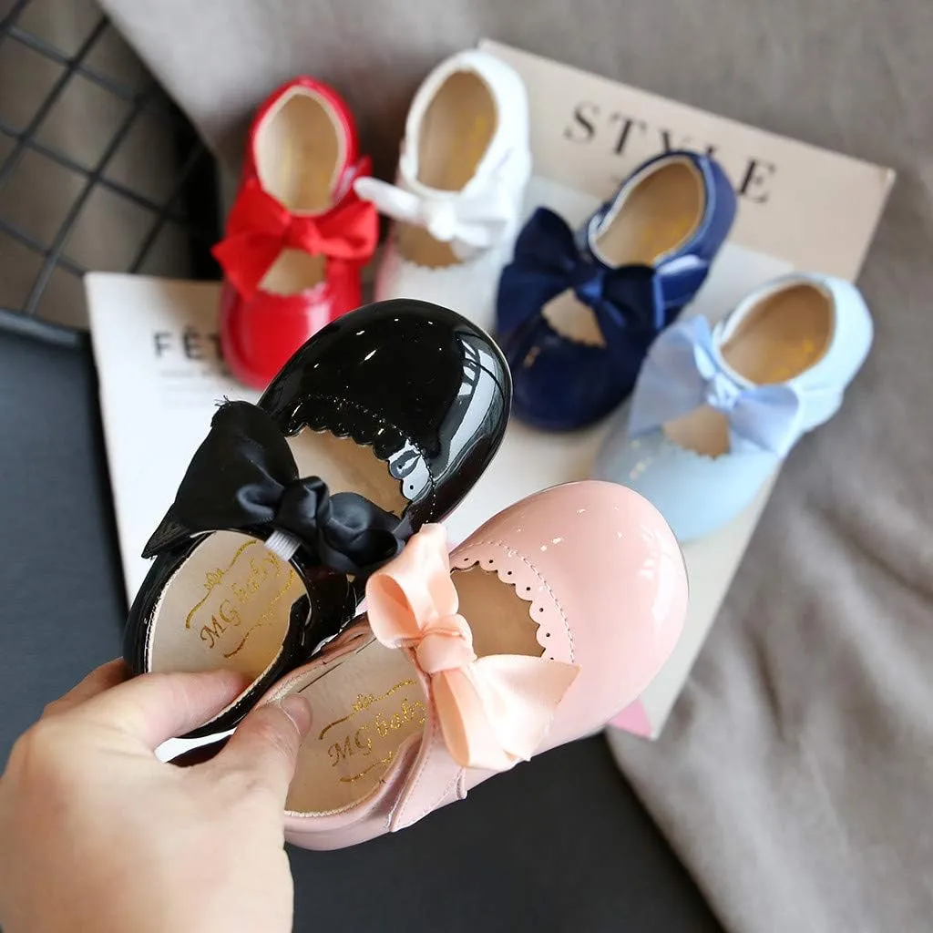Baby Flower Girl Dress Shoes Patent Bow Mary Jane Ballet Flats Wedding Party School Shoes Toddler Church Shoes