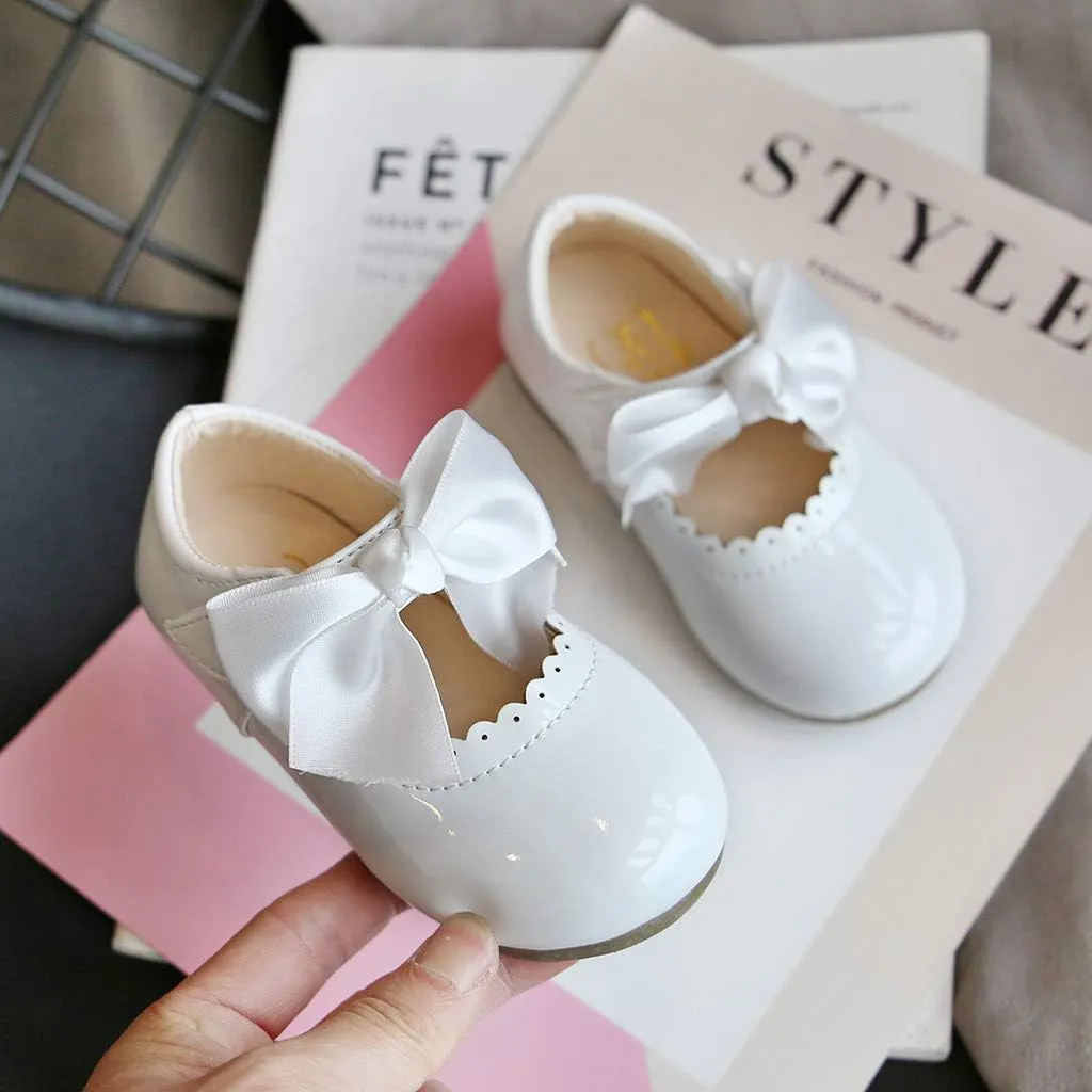 Baby Flower Girl Dress Shoes Patent Bow Mary Jane Ballet Flats Wedding Party School Shoes Toddler Church Shoes