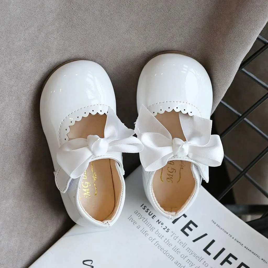 Baby Flower Girl Dress Shoes Patent Bow Mary Jane Ballet Flats Wedding Party School Shoes Toddler Church Shoes