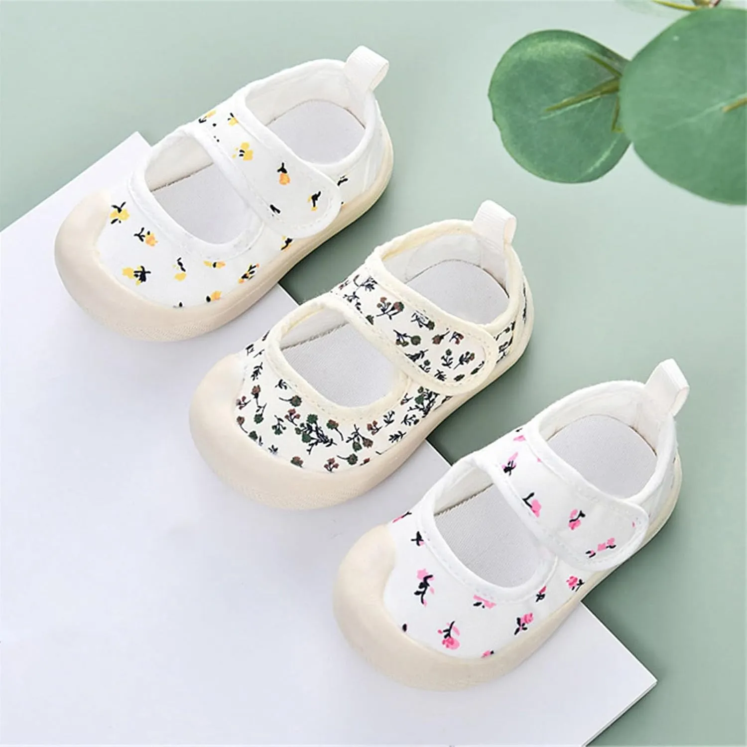 Baby Girl Canvas Sneakers Toddler Girl Mary Jane Flats Non-Slip Casual School Uniform Loafers Dress Shoes