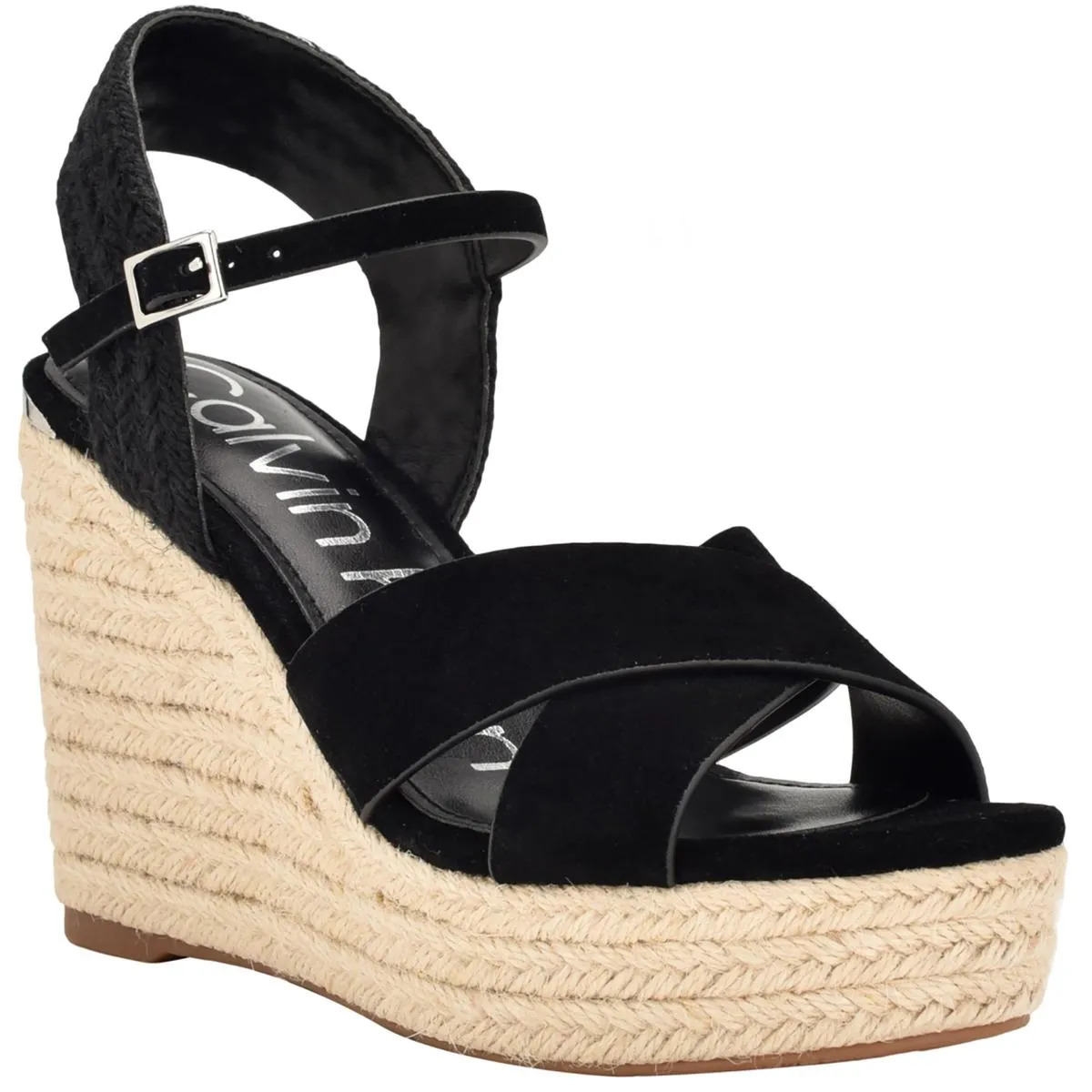 Calvin Klein Womens Elory Suede Slingback Espadrilles