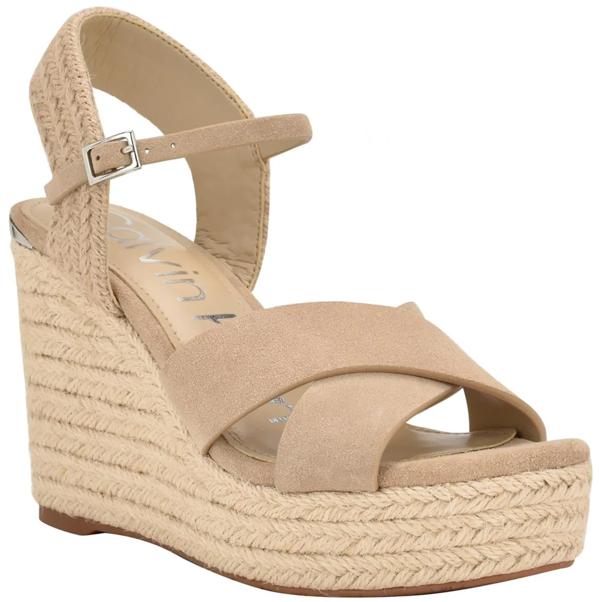 Calvin Klein Womens Elory Suede Slingback Espadrilles