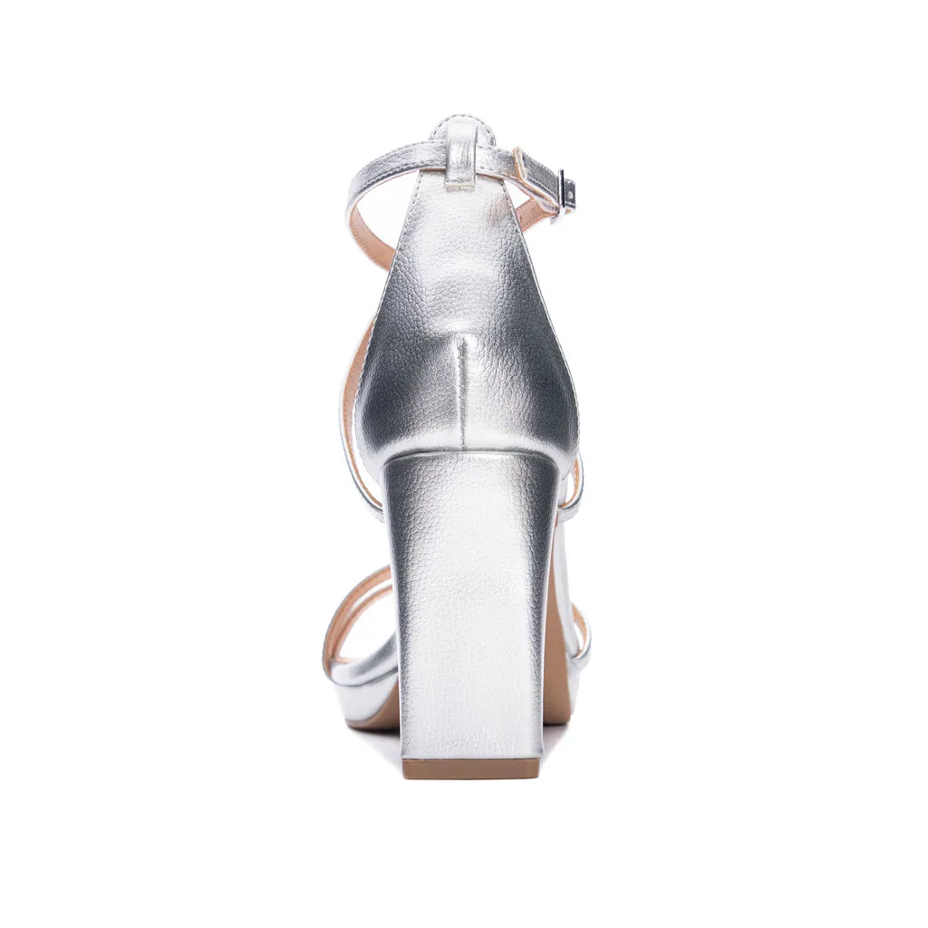 Chinese Laundry Taryn Strappy Vegan Leather Dress Heels - Silver