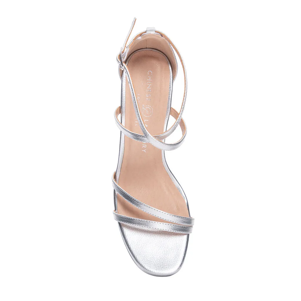 Chinese Laundry Taryn Strappy Vegan Leather Dress Heels - Silver