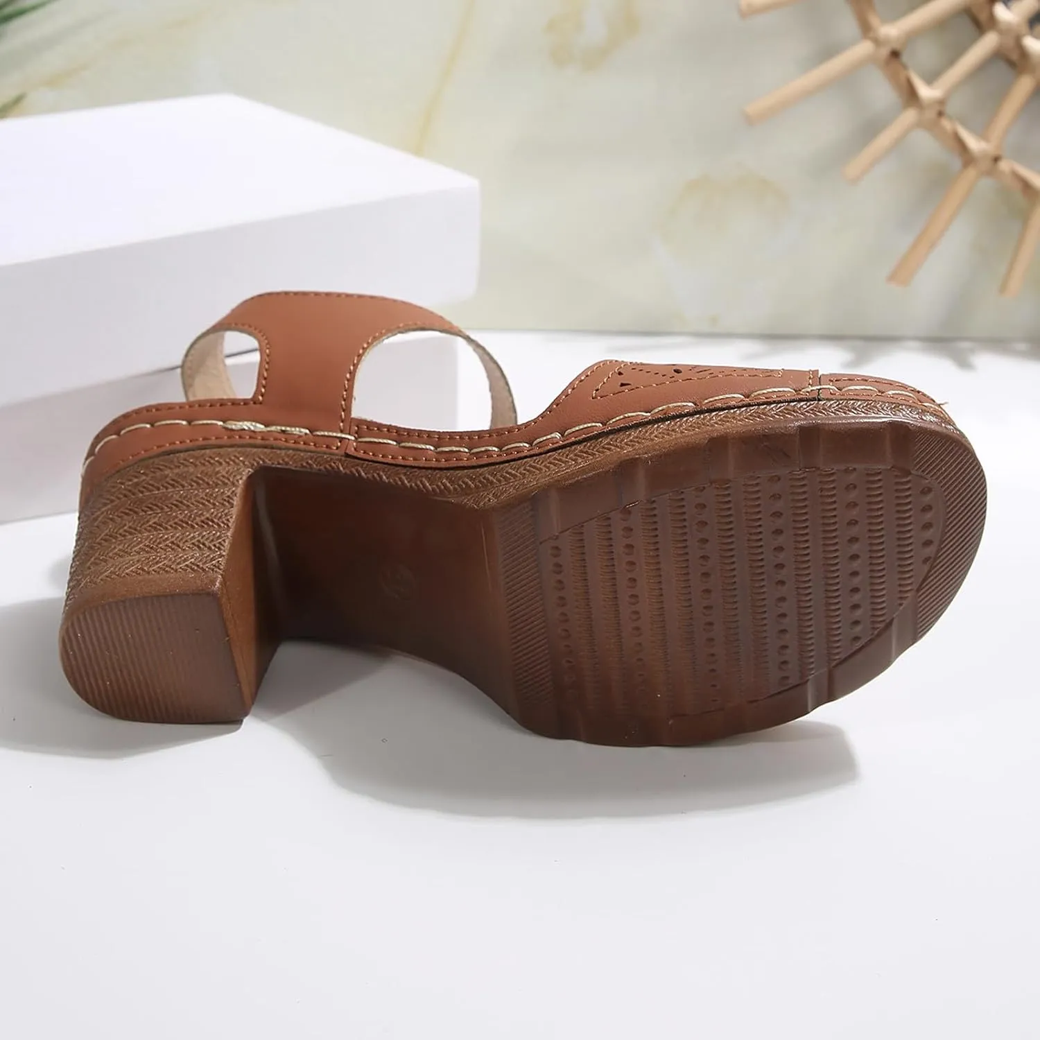 Chunky Block Heels Open Toe Ankle Strap Sandals Square Heels Comfortable Beach Shoes Sandals