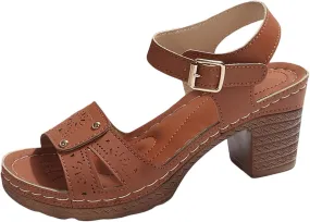 Chunky Block Heels Open Toe Ankle Strap Sandals Square Heels Comfortable Beach Shoes Sandals