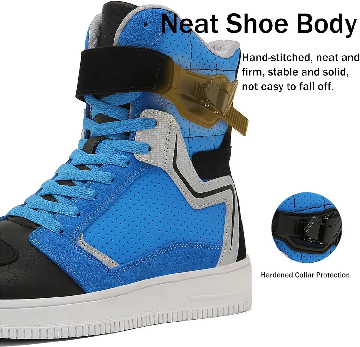 High-Top Motorcycle Cycling Shoes - Dirt Bike Cycling Shoes Boots with Gear Shift Pad, Waterproof/Anti-Slip Rubber Sole, for All Seasons Outdoor Hiking