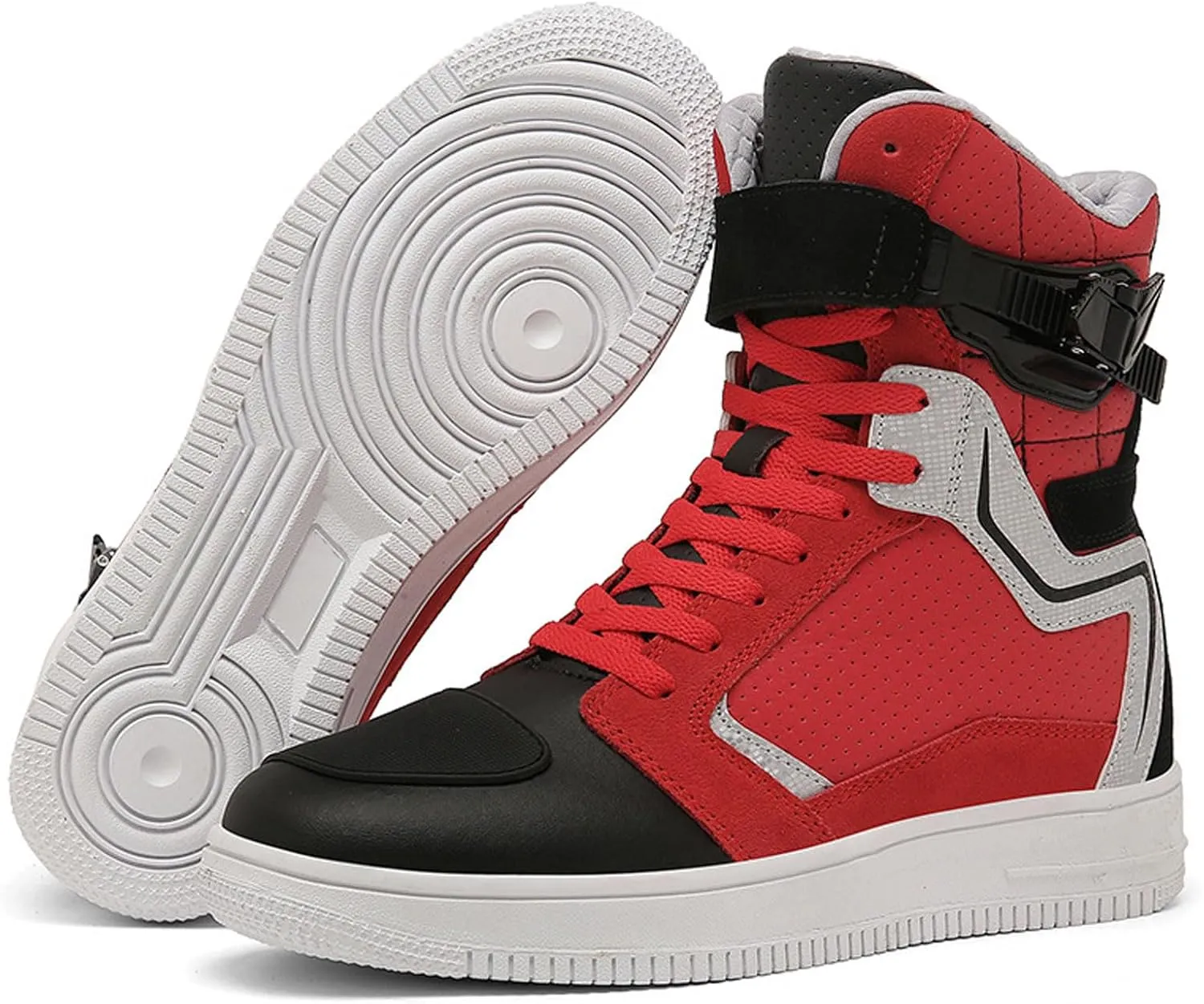 High-Top Motorcycle Cycling Shoes - Dirt Bike Cycling Shoes Boots with Gear Shift Pad, Waterproof/Anti-Slip Rubber Sole, for All Seasons Outdoor Hiking
