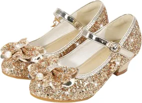 Kids Little Girls Dress Pumps Glitter Sequins Low Heels Mary Jane Party Dance Shoes Dress Shoes Toddler Girl