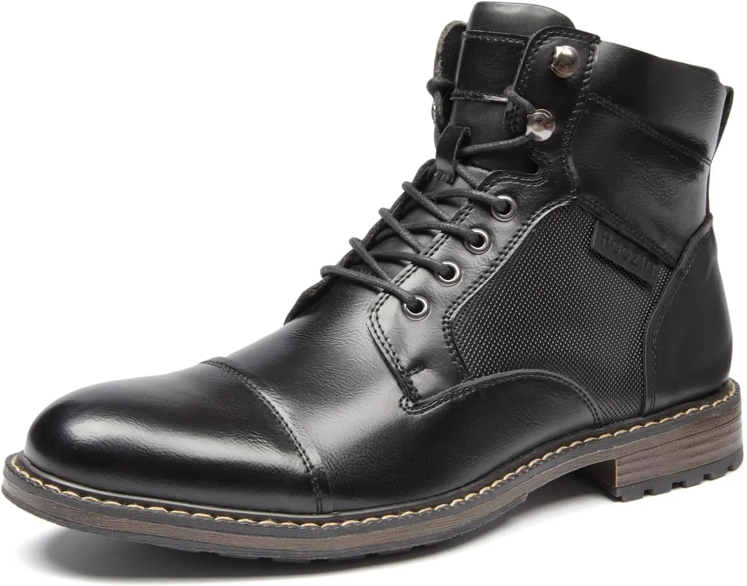 Men's Ankle Boots Motocycle Boots Lace-up Cap Toe Casual Chukka Boots with Side Zipper