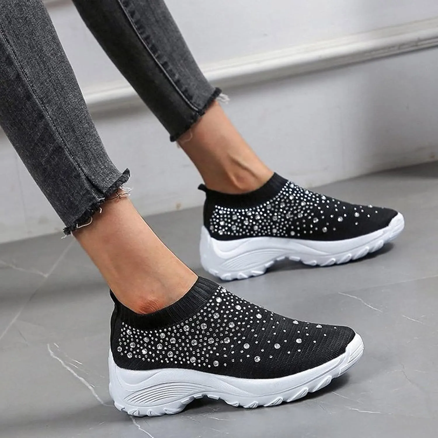 Orthopedic Comfortable Walking Shoes for Women Slip On Sneakers with Arch Support Casual Loafers Plantar Fasciitis Relief Foot Heel Pain Diabetic