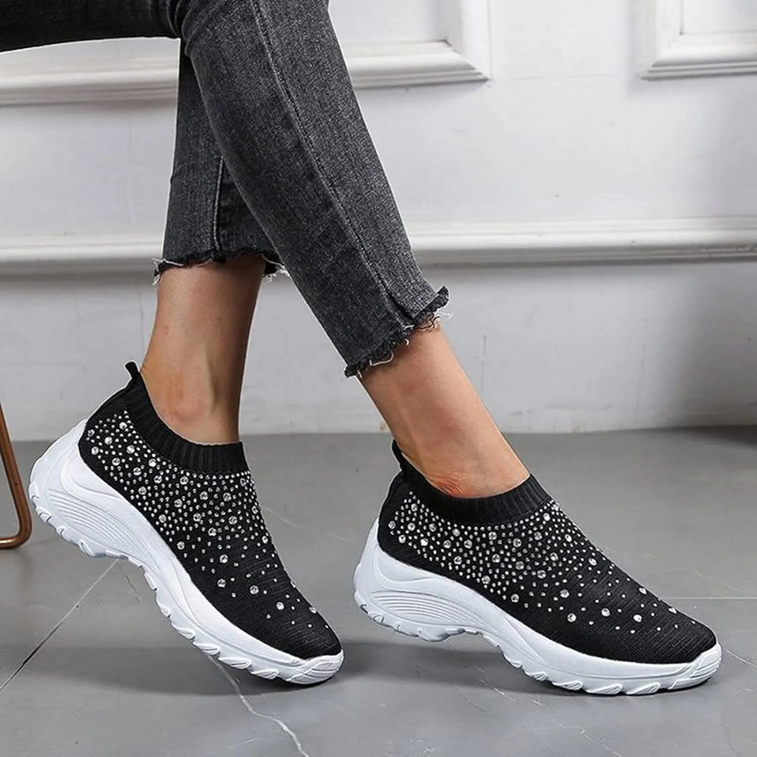 Orthopedic Comfortable Walking Shoes for Women Slip On Sneakers with Arch Support Casual Loafers Plantar Fasciitis Relief Foot Heel Pain Diabetic