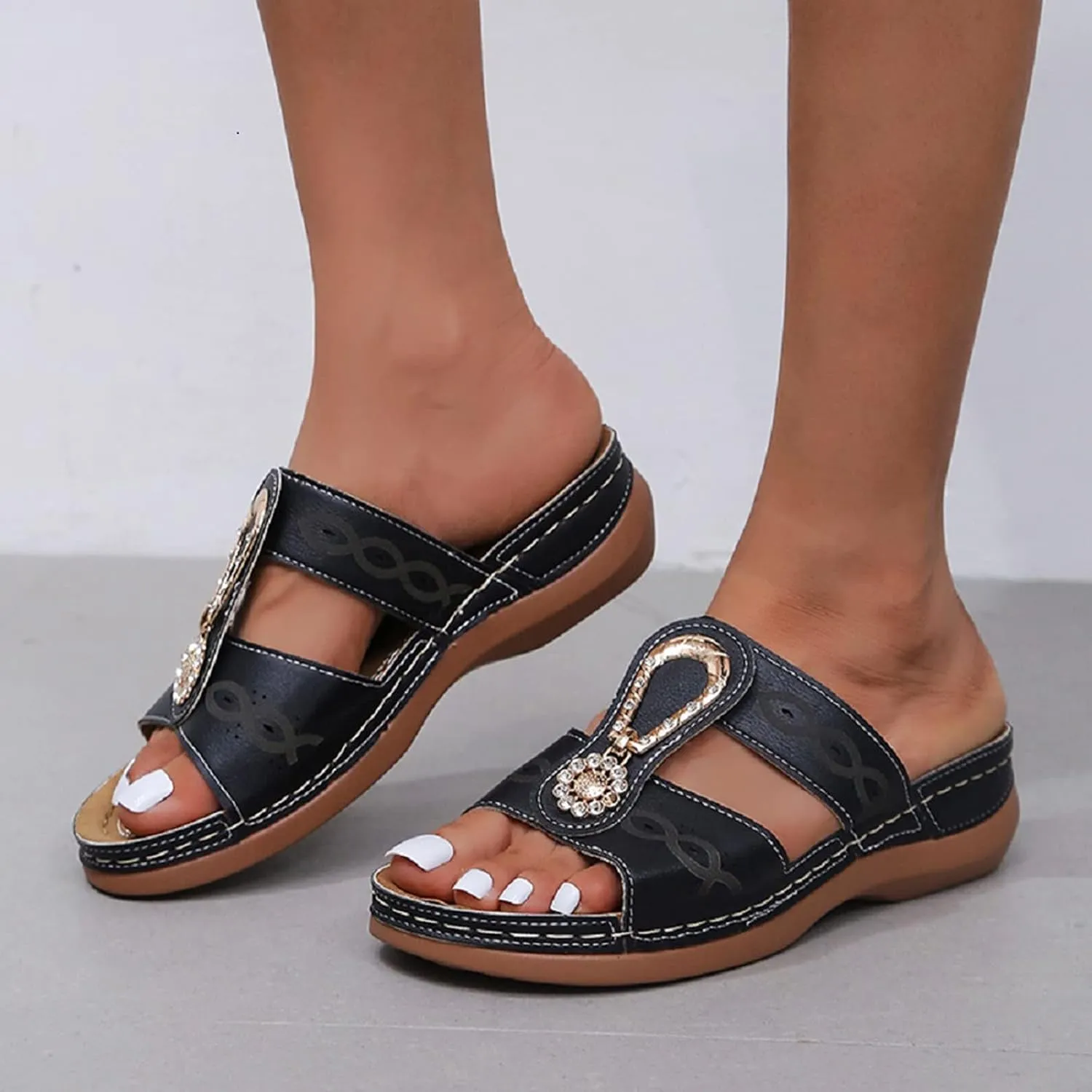 Orthopedic Sandals for Men Beach Black Wedge Thong Sandals for Women Dressy Wedge Sandals for Women Sexy Sandals for Walking All Day Women Platform Sandals for Women Black Block Heels for Women
