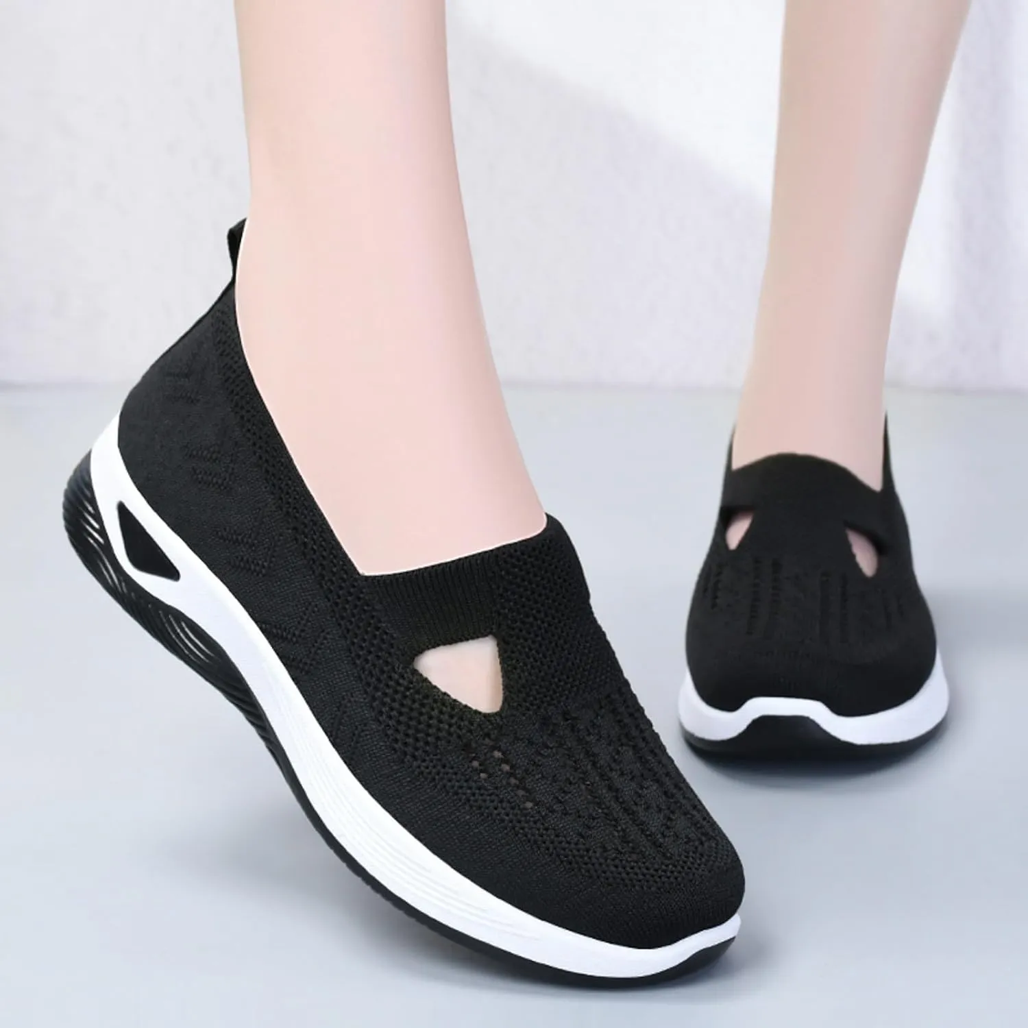 Orthopedic Walking Shoes for Diabetic Women Slip On Sneakers with Arch Support Comfortable Casual Loafers Plantar Fasciitis Foot Heel Pain Relief