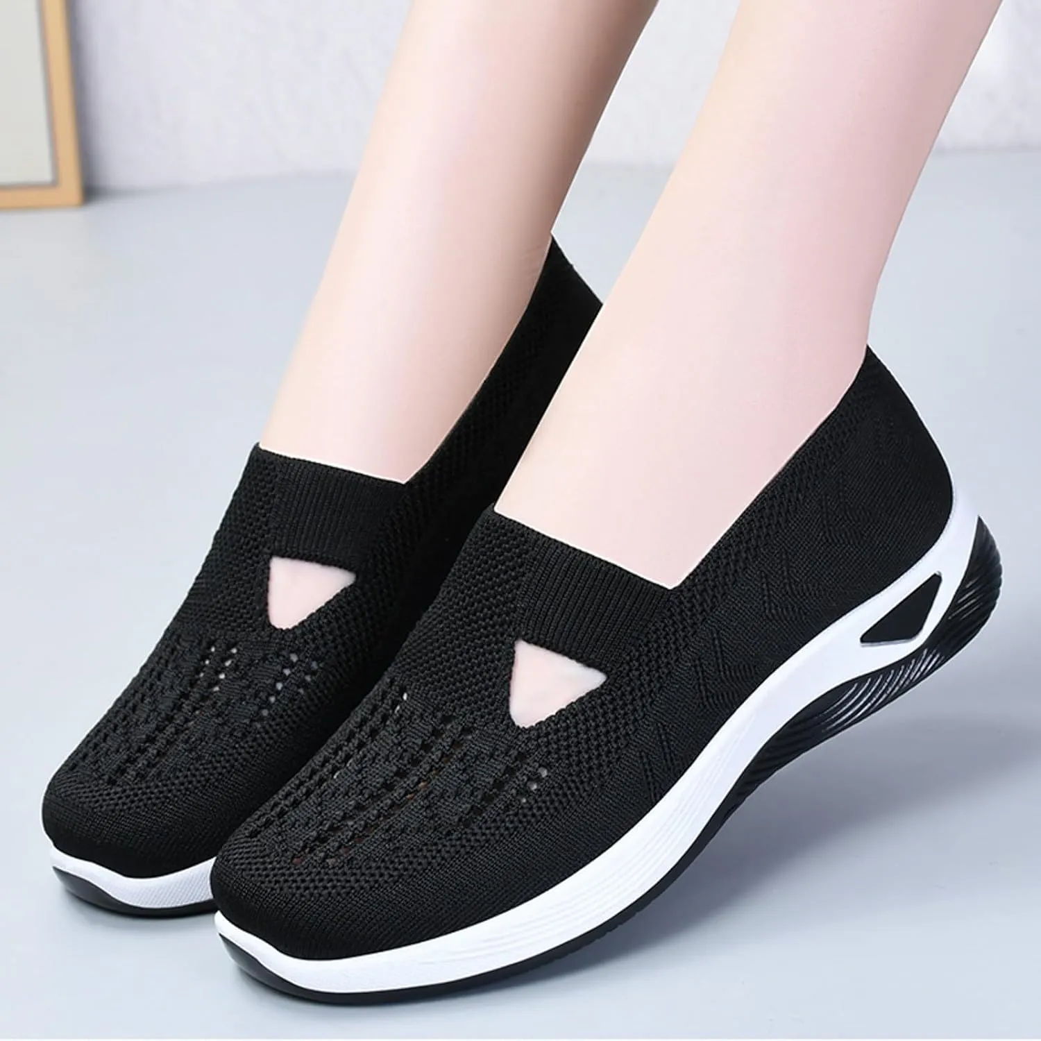 Orthopedic Walking Shoes for Diabetic Women Slip On Sneakers with Arch Support Comfortable Casual Loafers Plantar Fasciitis Foot Heel Pain Relief