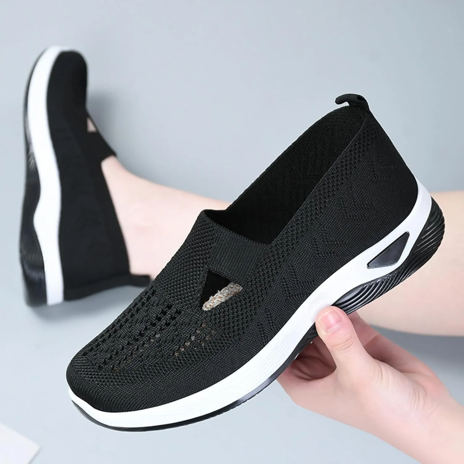 Orthopedic Walking Shoes for Diabetic Women Slip On Sneakers with Arch Support Comfortable Casual Loafers Plantar Fasciitis Foot Heel Pain Relief
