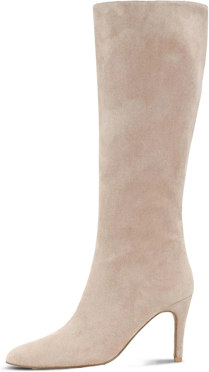 Shoe'N Tale Women's Knee High Boots Pointed Toe Stiletto High Heel Long Boots Side Zipper Tall Boots
