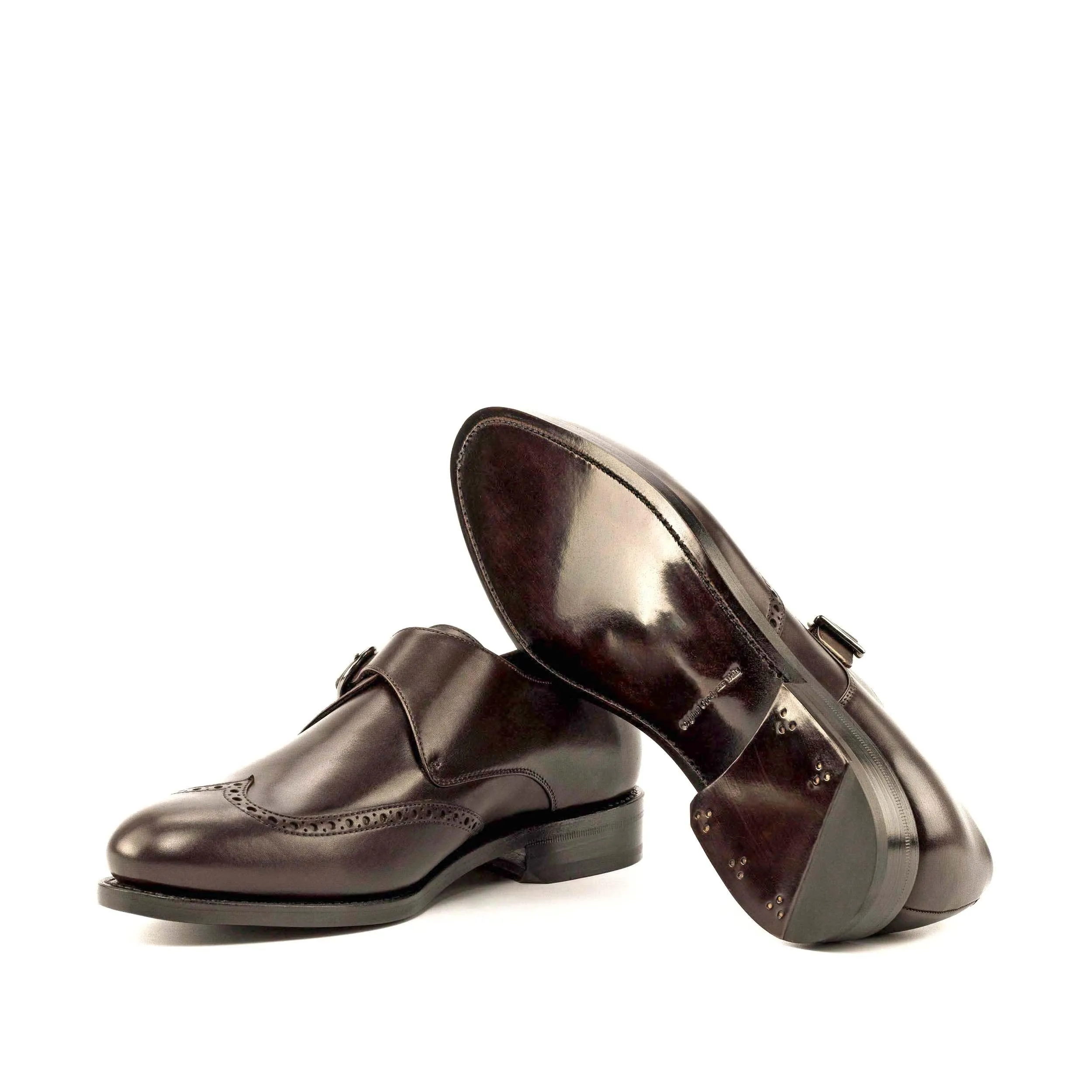 Single Monk dark brown box calf