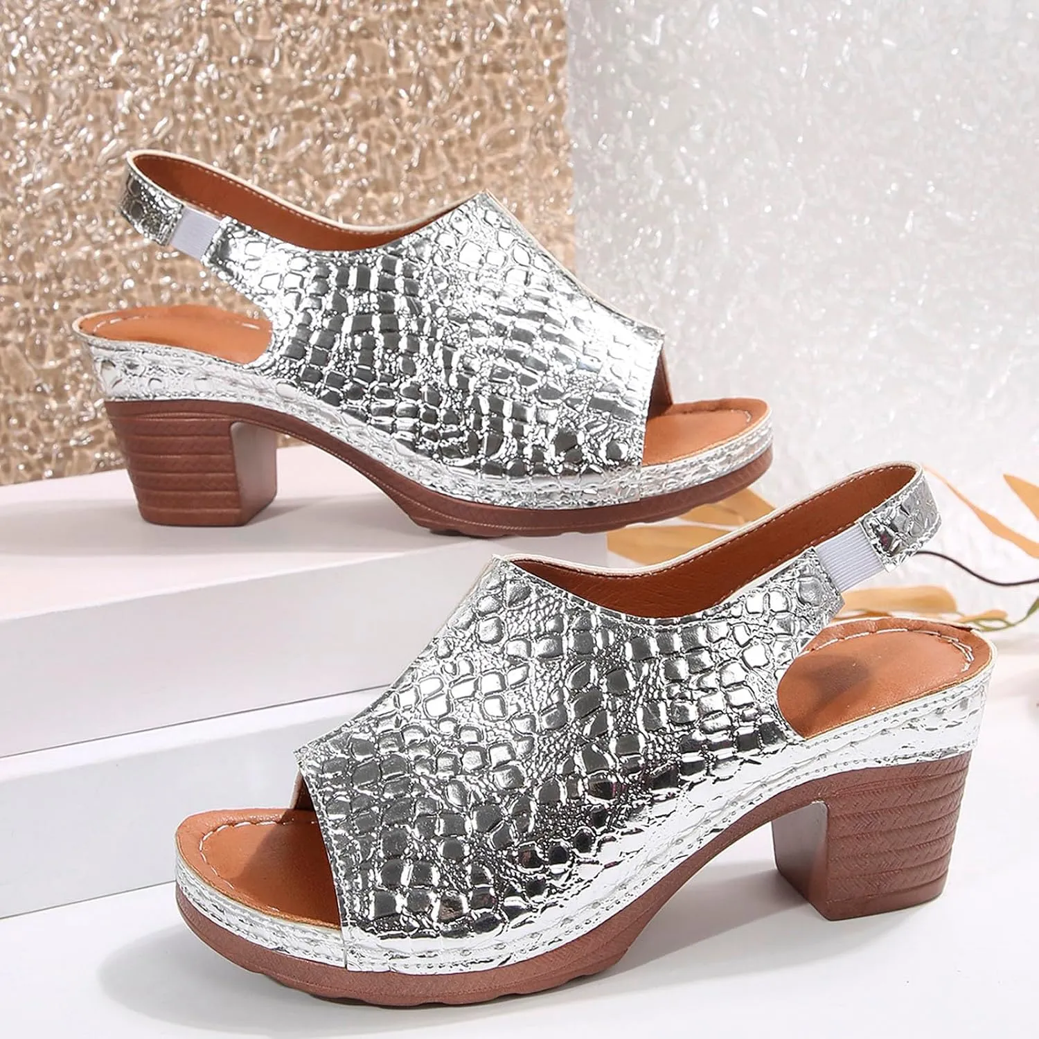 Strappy Heels Block Heels Chunky Heeled Sandals Square Heel Comfortable Beach Shoes Sandals