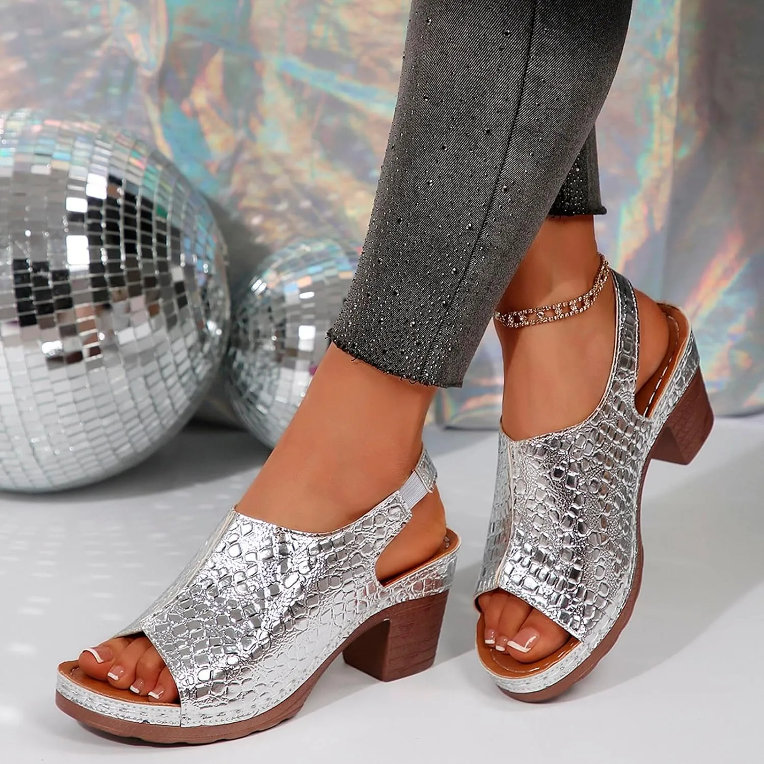 Strappy Heels Block Heels Chunky Heeled Sandals Square Heel Comfortable Beach Shoes Sandals